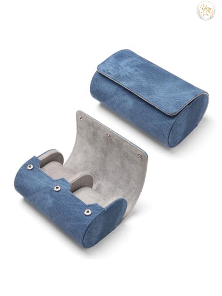 Portable Watch Roll Travel Case With Removable Pillows Pu Leather